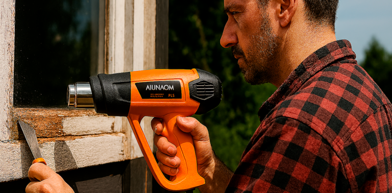 Persona utilizando una pistola de calor de la marca aiunaom